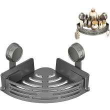 (Silvery single layer, 1pcs) Driehoekige zuignap hoekplanken, douche caddy, met handdoekrek - geen boren, voor badkamer, opbergrek