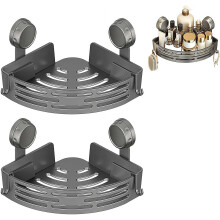 (Silvery double-layer, 1pcs) Driehoekige zuignap hoekplanken, douche caddy, met handdoekrek - geen boren, voor badkamer, opbergrek