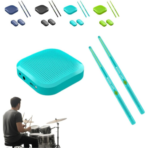 (Blue, 3pcs) Bateria Eletrónica Virtual 8 Pedais, Bluetooth, Sticks Aéreos