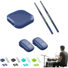 (Navy Blue, 5pcs) Virtual Electronic Drum Set, Air Drum Sticks Set, Electric Drumsticks, Air Drum with Drumsticks, Pedals, Bluetooth and 8