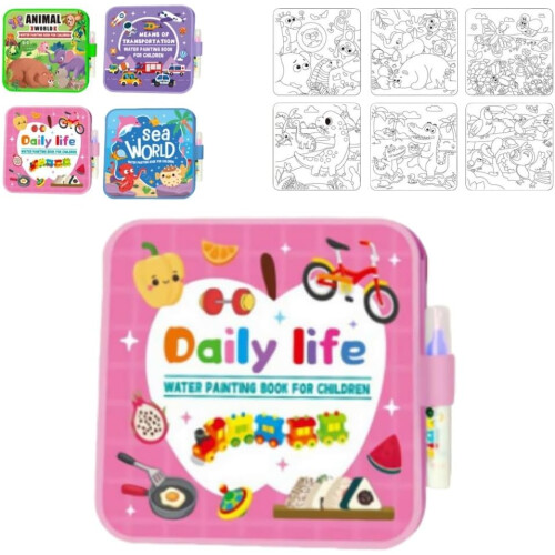 (pink, One size) Libro agua reutilizable 2026, montessori.