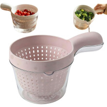 (Pink, 1pcs) Doppellagiger Abtropfkorb mit Griff, für Beeren & Tomaten