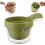 (Green, 1pcs) Dual-Layer Kitchen Draining Basket with Handle, Colander Bowl 1
