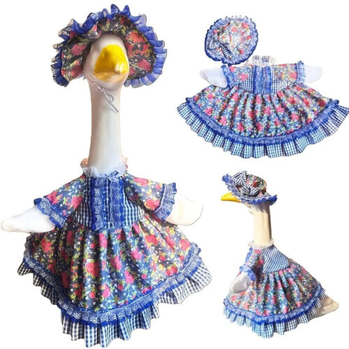 (Blue, 1set) 58cm nurmikko hanhi asu hatulla