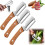 (Khaki, 3pcs) Multi-Functional Vegetable Peeler, Wooden Handle, Ultra-Sharp 1