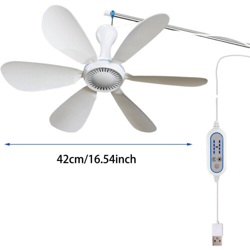 (USB version, -) Ventilateur plafond portable pliable 3m, télécommande, 6 pales, camping 2