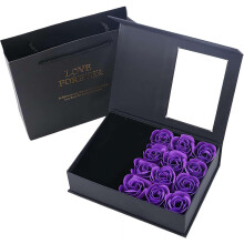 (necklace purple, 1pcs) Ros blomma smyckeskrin, alla hjärtans dag smyckesarrangör, bevarad ros blomma låda, portabel för kvinnor romantisk smycken