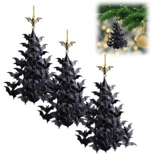 (Black, 3pcs) 3 Ornamenti sciame pipistrelli albero, gotico Halloween, decorazione appesa