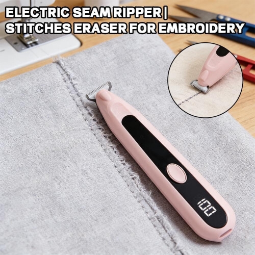 (Pink, 1set) Coupe-fil électrique, efface points broderie, découseur 2
