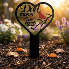 (Black, 2Pcs) Cemetery Decorations for Grave - Memorial Dad Metal CardinalGrave Stakes,Graves Site Decorations for Cemetery,Outdoors W