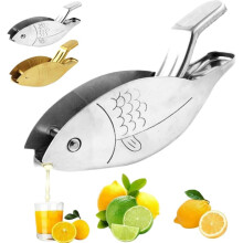 (Silvery, 1set) Presse-citron poisson inox 304, manuel, agrumes