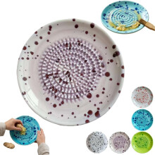 (Purple, 1pcs) Premium Keramik Knoblauchreibplatte, handgefertigt, für Ingwer & Obst (Lila)