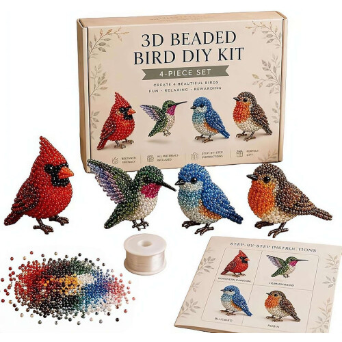(Style1, 1Set) Kit mărgele animale 3D 2026, pasăre