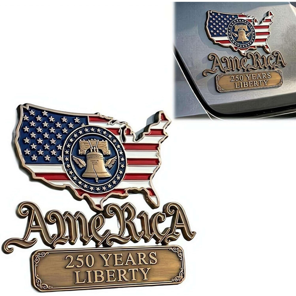 (Style C, 1Set) Patriots Flag Edition Metal Car Emblem Badge, 3D Metal Car Emblem, And Patriots Flag Metals Decal Auto Badge De Red/Blue 5437706901402