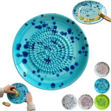 (Blue, 1pcs) Premium Keramik Knoblauchreibplatte, handgefertigt, für Ingwer & Obst (Lila)