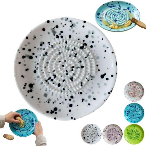 (White, 1pcs) Râpe céramique ail gingembre premium, faite main, naturelle
