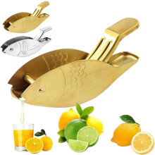 (Golden, 1set) Presse-citron poisson inox 304, manuel, agrumes