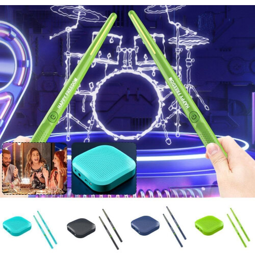 (Black, 5pcs) Bateria Eletrónica Virtual 8 Pedais, Bluetooth, Sticks Aéreos 2
