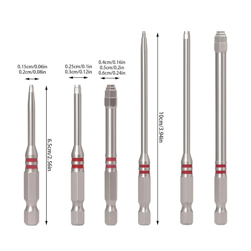 (Silver, -) Schraubendreherbits Set 6-teilig, magnetisch, Pagodenform (Silber) 1