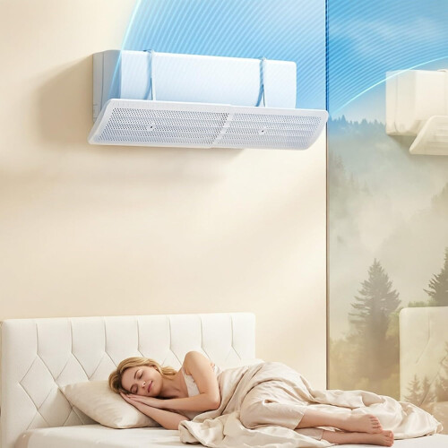 (White, -) Universal Retractable Air Conditioner Deflector, Adjustable Vent 1
