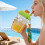 (Green*2, -) 2 in 1 Ice Cube Bottle with Straw, Tray, Reusable 5