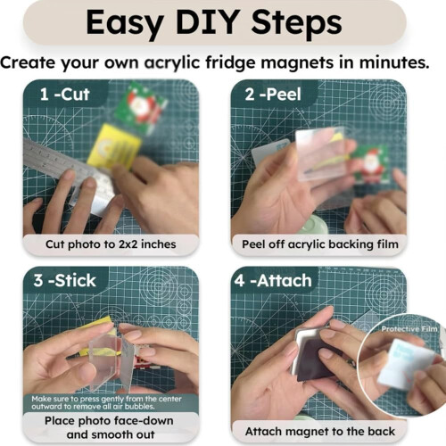 (10pcs, -) Acrylic Fridge Magnets Kit, Adhesive Backing, 3D Effect 1