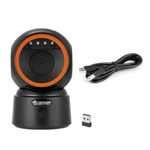 2D QR Barcode Scanner Wireless  Hands-Free Omnidirectional USB Barcode Reader 1D QR Screen Barcode Scanning