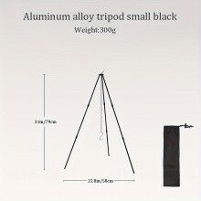 (Black) [Portable Camping Tripod] Portable Aluminum Alloy Outdoor Tripod | Foldable Campfire Stand, BBQ Grill, Hanging Pot