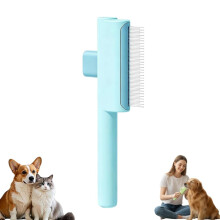 (Blue Short Teeth, 1set) Samočistiaca sada kef na domáce zvieratá, odstraňovač bĺch, nerezové okrúhle zuby
