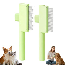 (Green short+dense, 1set) Samočistiaca sada kef na domáce zvieratá, odstraňovač bĺch, nerezové okrúhle zuby