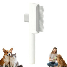 (White Short Teeth, 1set) Samočistiaca sada kef na domáce zvieratá, odstraňovač bĺch, nerezové okrúhle zuby