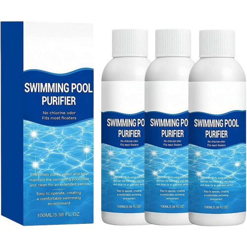(100ml*3pcs, 1set) Clarifiant piscine 100ml, eau limpide, facile