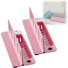 (Pink2pcs, 1set) Pare-éclaboussures évier 35cm pliable, ventouses, silicone