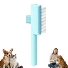 (Blue dense teeth, 1set) Samočistiaca sada kef na domáce zvieratá, odstraňovač bĺch, nerezové okrúhle zuby