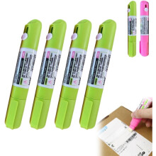 (Green*4pcs, 1set) 2 in 1 Privacy Wipe Box Cutter,2-in-1 Thermal Ink Remover,2027 New Water-Based Thermal Paper Eraser Pen,One Smear Printe
