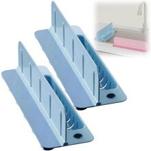 (Blue2pcs, 1set) Pare-éclaboussures évier 35cm pliable, ventouses, silicone