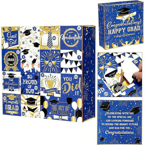 (Blue, 1pcs) 2026 16 Days Graduation Advent Gift Box, Fillable, Empty