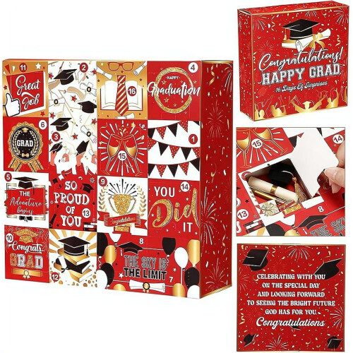 (Red, 1pcs) 2026 16 Days Graduation Advent Gift Box, Fillable, Empty