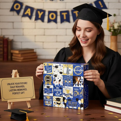 (Blue, 1pcs) 2026 16 Days Graduation Advent Gift Box, Fillable, Empty 2