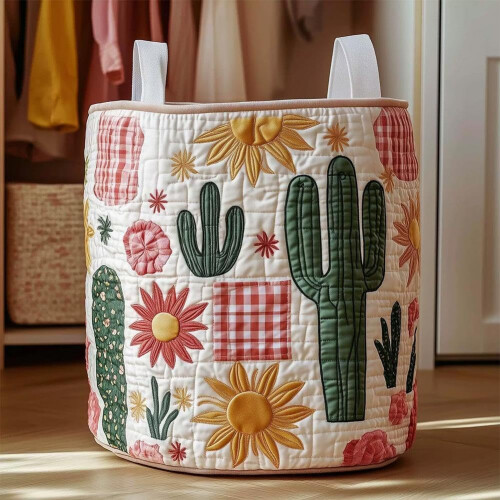 (style3 M, 1pcs) Panier linge matelassé boho floral, multifonction, léger