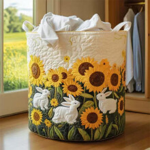 (style6 L, 1pcs) Gesteppter Wäschekorb mit Griffen, Boho Blumenmuster, faltbar