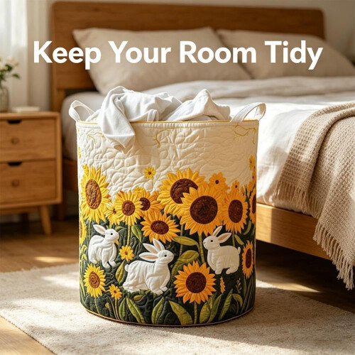 (style2 M, 1pcs) Panier linge matelassé boho floral, multifonction, léger 2