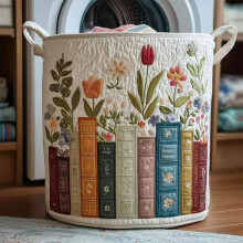 (style5 L, 1pcs) Gesteppter Wäschekorb mit Griffen, Boho Blumenmuster, faltbar