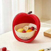 (Red, 1pcs) 2-in-1 Abtropfsieb, drehbarer Seiher, für Obst & Salat