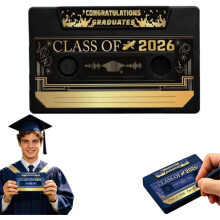(Black, 1set) Tarjeta grabable graduación 2026, cassette retro.