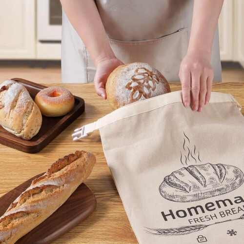 (Beige1pcs, 1set) Sacchetti pane cera d'api, lino riutilizzabile, 43x32cm, congelatore 2