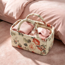 (style7, 1pcs) Gesteppter Stoff Aufbewahrungskorb mit Griffen, vintage Blumenprint, faltbar (23x13x13 cm)