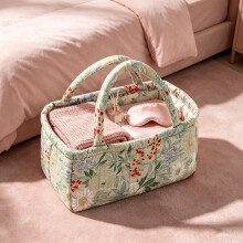 (style4, 1pcs) Gesteppter Stoff Aufbewahrungskorb mit Griffen, vintage Blumenprint, faltbar (23x13x13 cm)