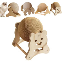 (little bear, 1pcs) Katt repa med trä repboll, katt repa med boll, katter och kattungar inomhus leksak för klo vård och motion