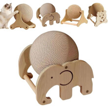 (elephant, 1pcs) Katt repa med trä repboll, katt repa med boll, katter och kattungar inomhus leksak för klo vård och motion